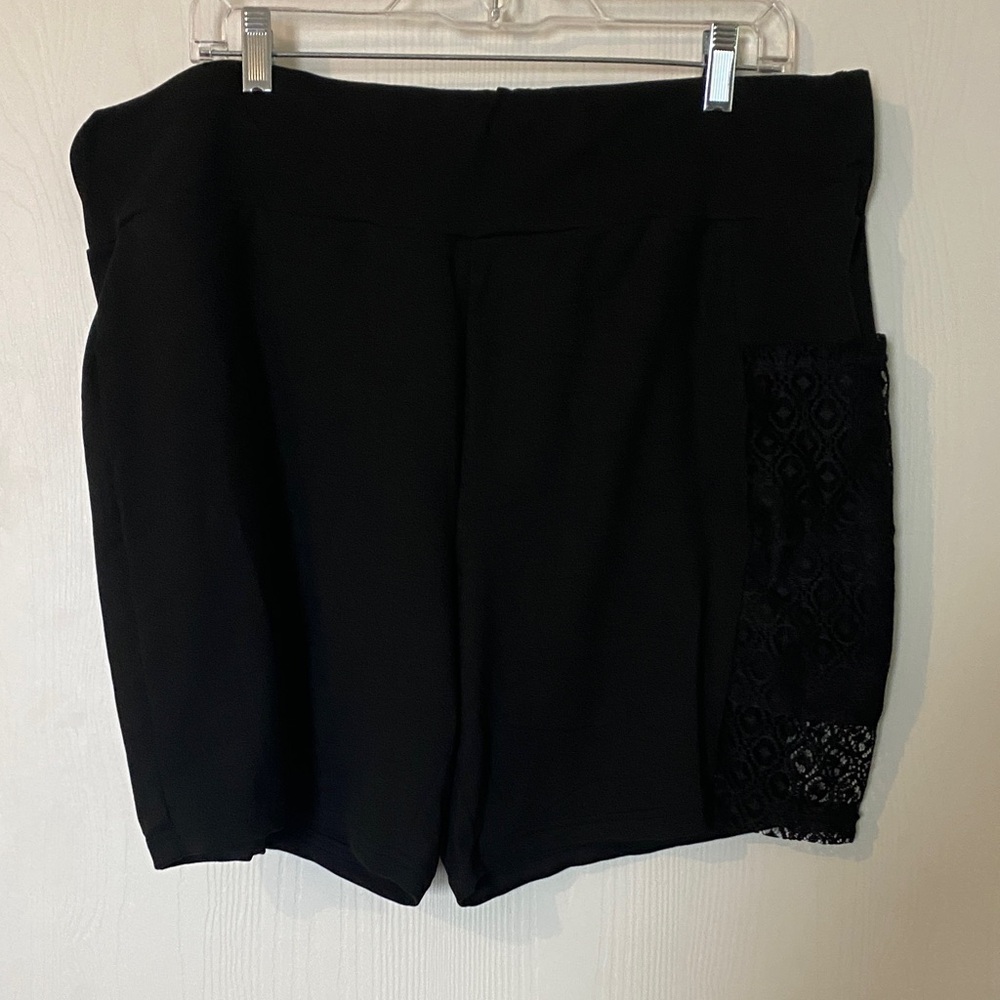 SHEIN Black High Waist Shorts with Lace Detail